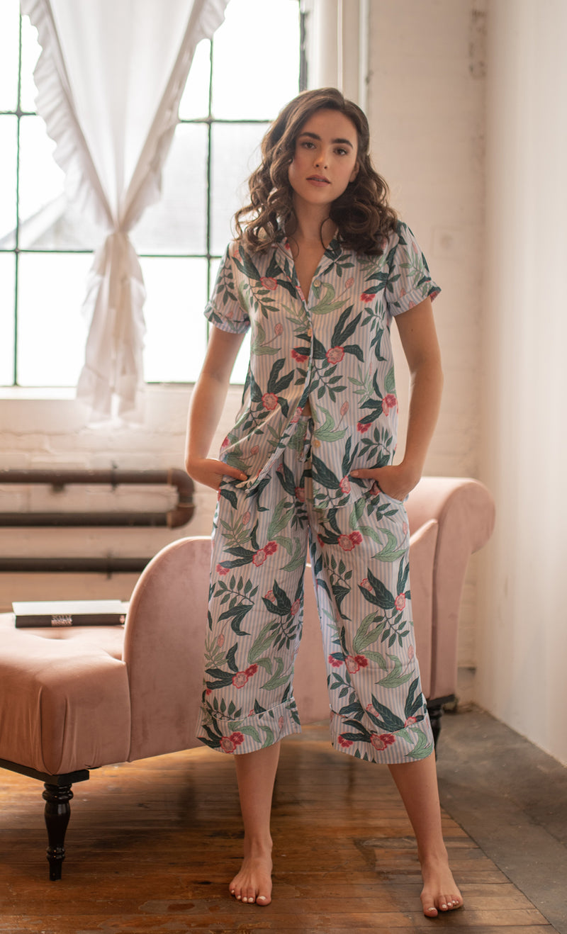 Short Sleeve + Capri Pant Pajama Set (Amalia Print)