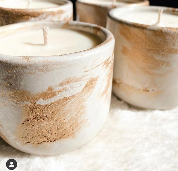 Gold Marble Concrete Vessel Soy Candles