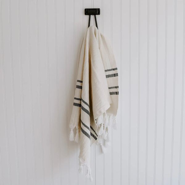 Haley Turkish Cotton and Bamboo Hand Towel- Two Stripe